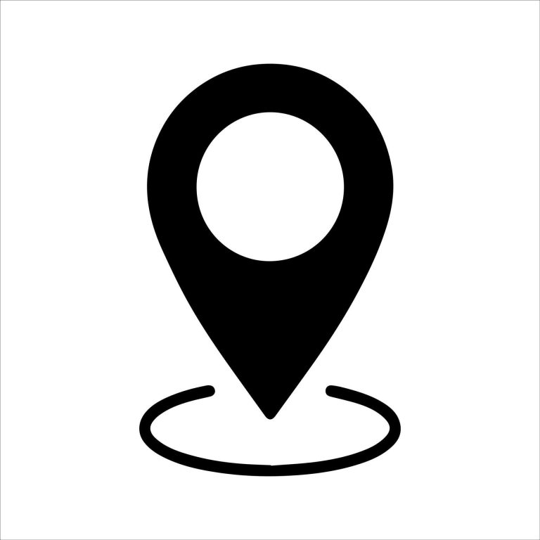 Orange Standortmarker auf weißem Hintergrund.