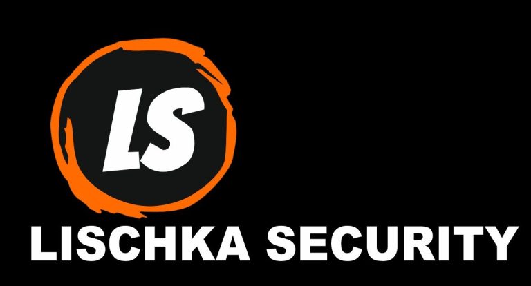 Logo von Lischka Security UG mit orangefarbenem Symbol und Slogan "Ihre Sicherheit ist unsere Berufung".