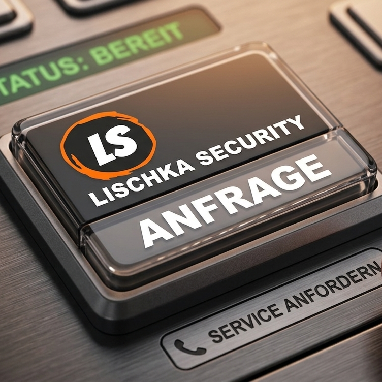 Tastatur mit dem Schriftzug "Lischka Security Anfrage" und Status "Bereit".