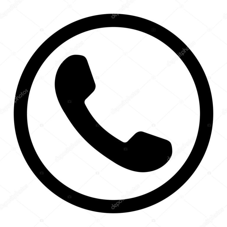 Schwarzes Telefon-Icon in einem runden, weißen Rahmen.