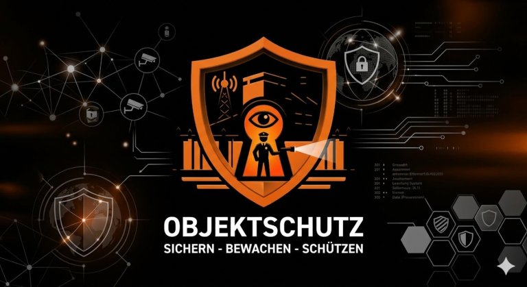 Logo für Objektschutz mit Symbolen für Sicherheit und Schutz - LISCHKA SECURITY  UG