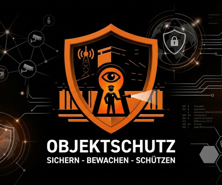 Logo für Objektschutz mit Schild, Schlüssel und Schutzsymbolen. LISCHKA SECURITY UG