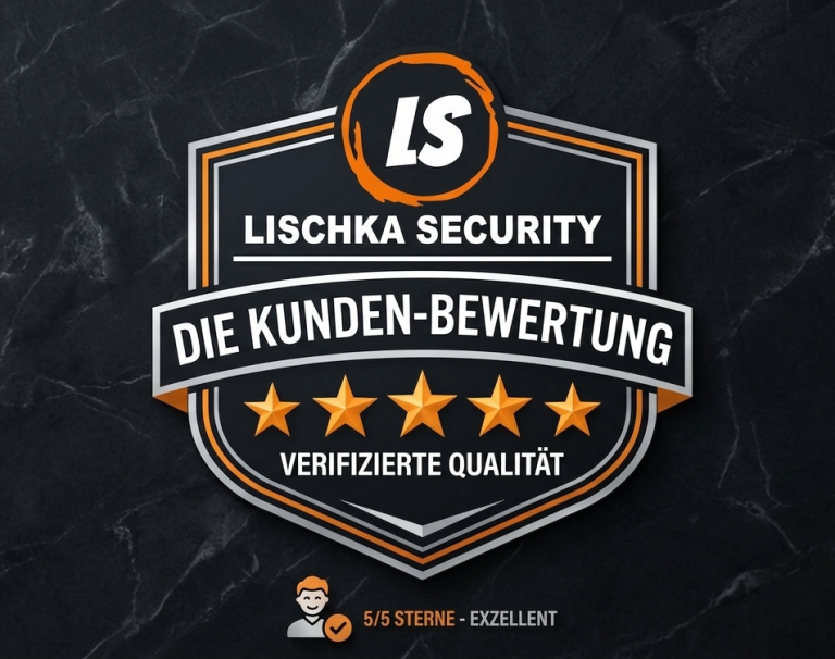 Lischka Security UG mit fünf Sternen und Aufforderung zur Bewertung.